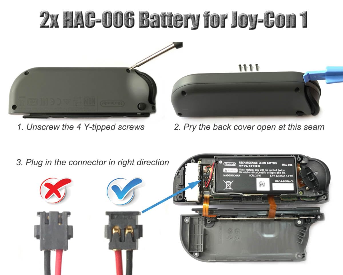 Amazon.co.jp: 2個交換用HAC-006バッテリーパック、Switch Joy-Con